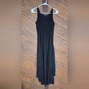 QED London Elegant Black SHEER High Low Dress S/M